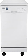 Compact 18-Inch Portable Dishwasher  8-Place Setting Capacity, White Countertop Model