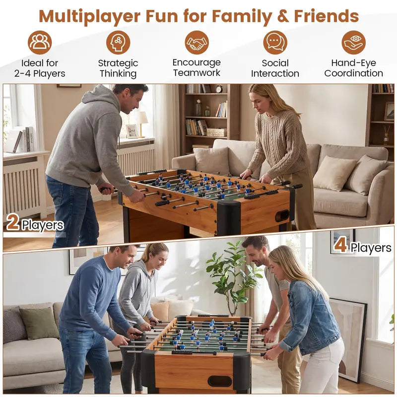 Professional-Grade 47-Inch Soccer Table – Full Competition Size, 22 Figures, Dual-Ball System