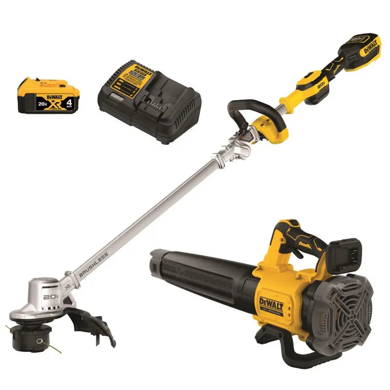 DEWALT 20V MAX XR Brushless 14 in. Cordless Folding String Trimmer and Handheld Blower Combo Kit DCKO222M1 from DEWALT