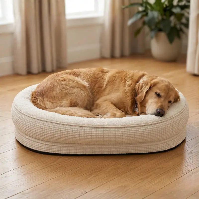 Structured Pet Bed with Elevated Bolsters and Fully Zippered, Washable Cover