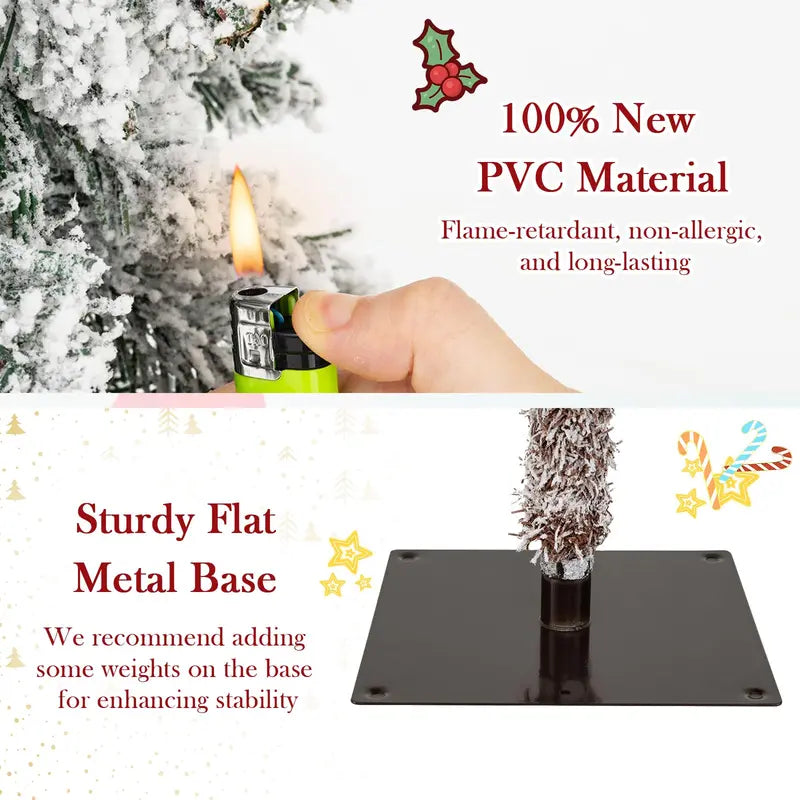 Three-Piece Snow-Flocked Christmas Tree Set – 3', 4', and 5' Trees with 300 Multicolor LEDs