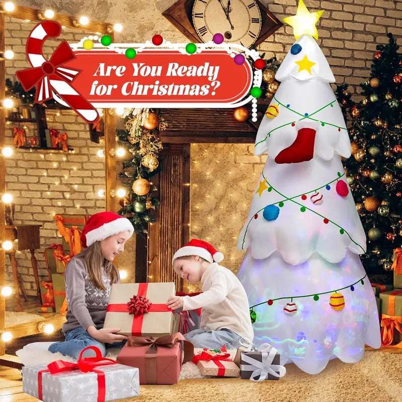 Tangkula 8ft Lighted Inflatable Christmas Tree with Rotating LED Lights, Waterproof Polyester for Indoor/Outdoor Holiday Decor