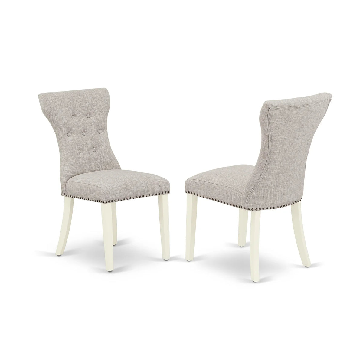 HomeStock Rustic Recluse 6-Piece Kitchen Dinette Set-Doeskin Linen Fabric Seat Parson Dining Room Chairs, A Rectangular Bench And Rectangular Top Kitchen Table - Linen White And Linen White Finish