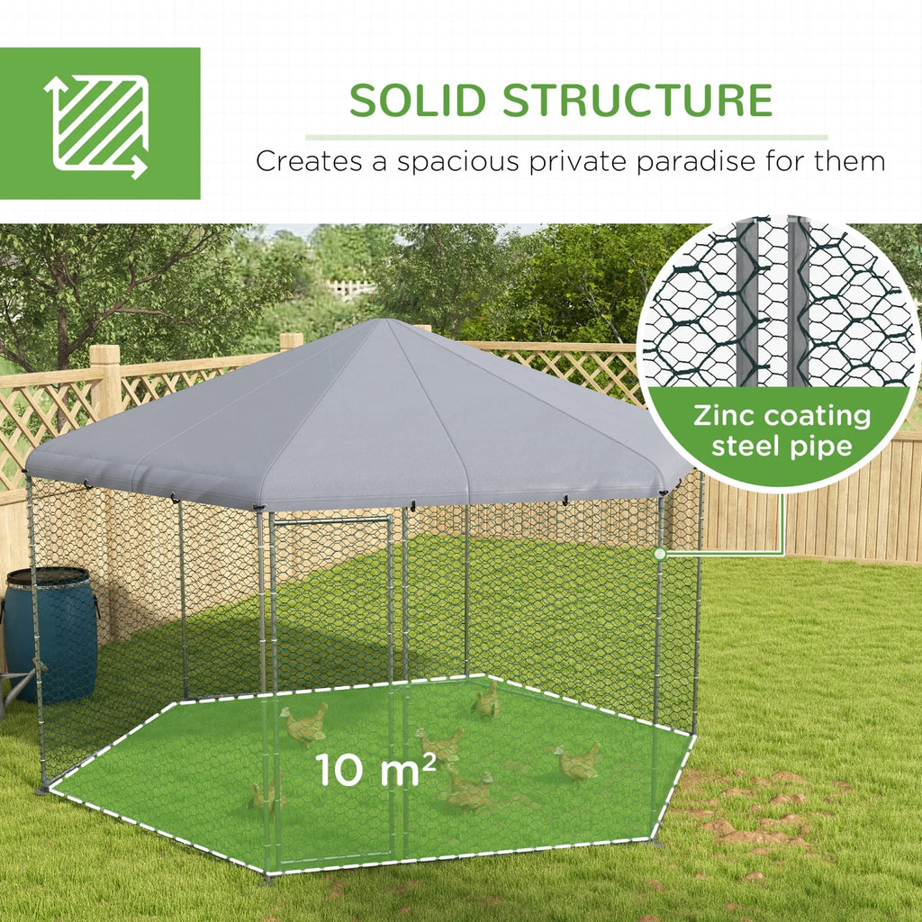 GFVCNIO PawHut Large Metal Coop Run for Ducks and Rabbits with Waterproof and Anti-UV Cover Walk-in Poultry Cage Hen House for Outdoor and Yard Farm Use 13' x 11.4' x 8.6'