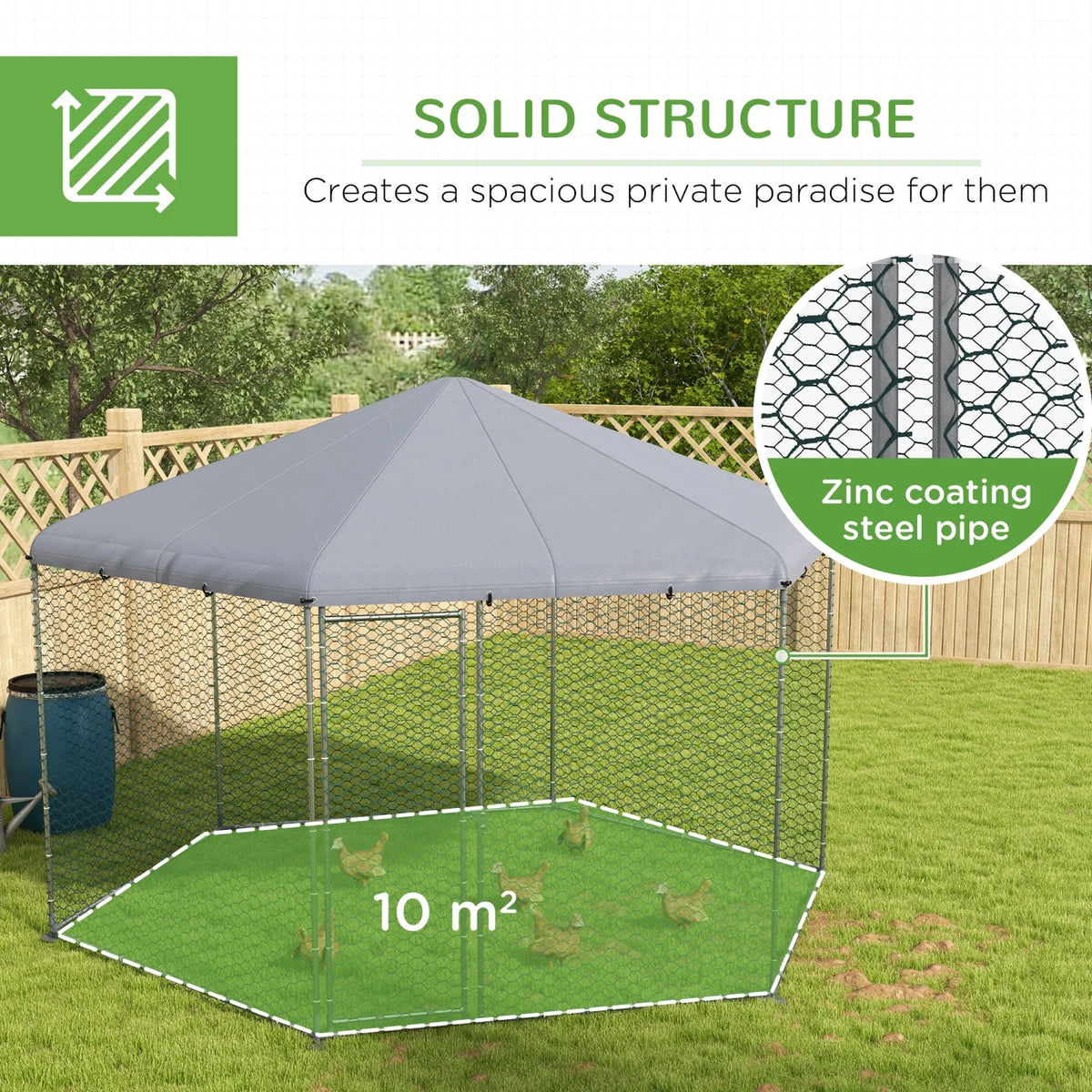 GFVCNIO PawHut Large Metal Coop Run for Ducks and Rabbits with Waterproof and Anti-UV Cover Walk-in Poultry Cage Hen House for Outdoor and Yard Farm Use 13' x 11.4' x 8.6'