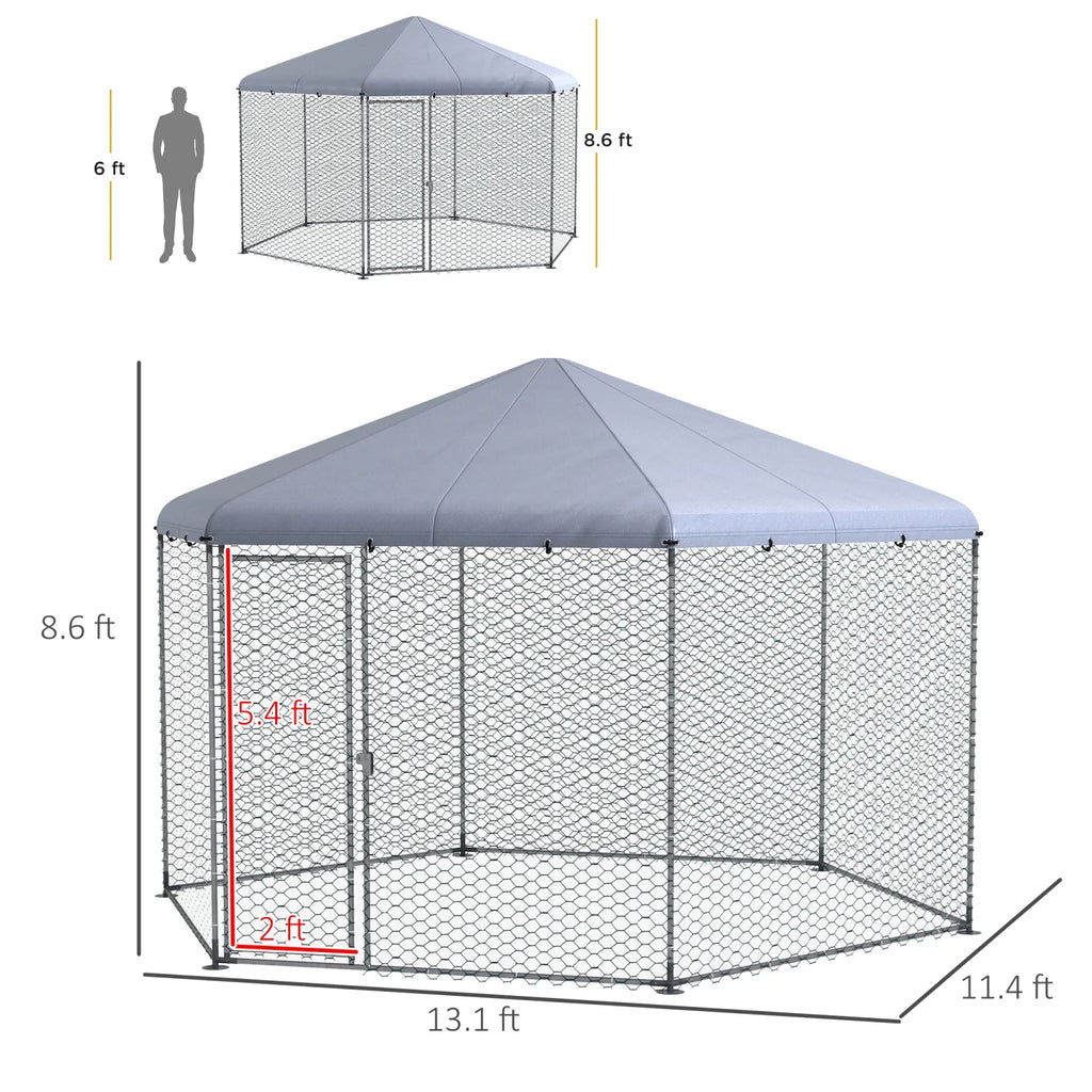 GFVCNIO PawHut Large Metal Coop Run for Ducks and Rabbits with Waterproof and Anti-UV Cover Walk-in Poultry Cage Hen House for Outdoor and Yard Farm Use 13' x 11.4' x 8.6'