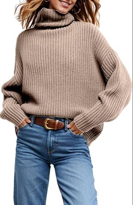 Women Turtleneck Sweater Jumper Tops Chunky Knit Pullover Casual Shirt