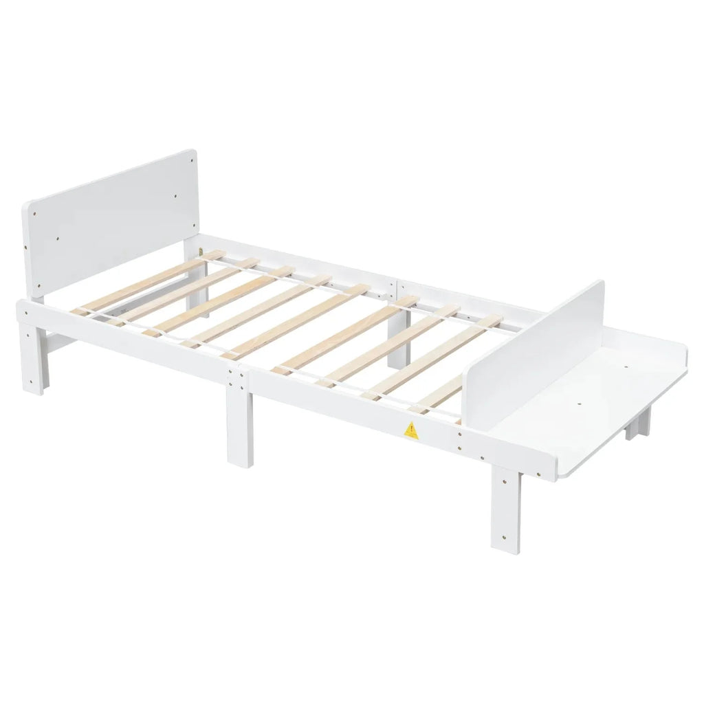 Create a chic and cozy bedroom look with this stylish and elegant white twin bed featuring a footboard bench for added comfort - perfect for enhancing the style and comfort of your bedroo
