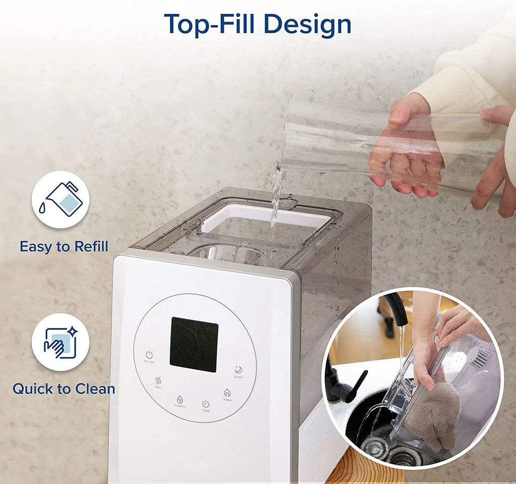 Levoit Smart Warm and Cool Mist Humidifier for Room, 6 L Top Fill Air Vaporizer for Large Rooms, Lv600s, White