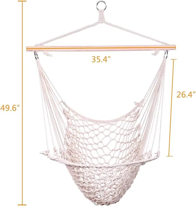ONCLOUD Macramé Hammock Chair with Steel Spreader Bar – Indoor/Outdoor Hanging Swing Seat, 550 LB Capacity, Dual Cushions (Black)
