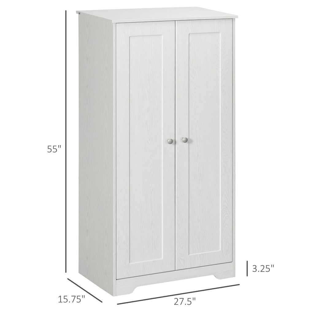 HOMCOM Kitchen Pantry, Freestanding Cupboard with Adjustable Shelves White