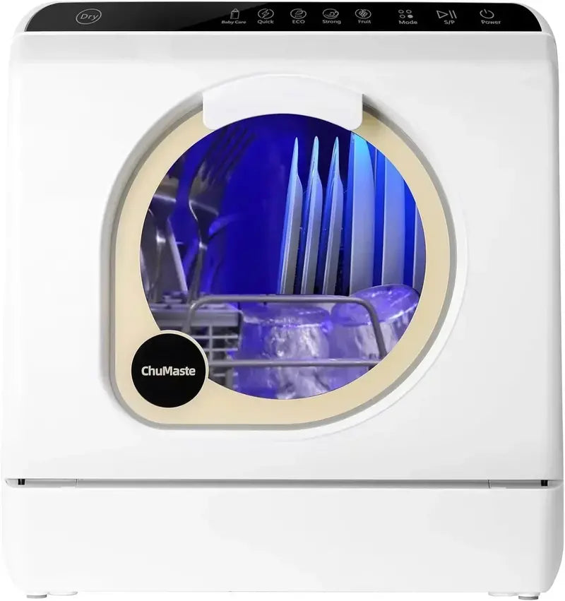 Compact Double-Spray Arm Countertop Dishwasher for Easy On-Demand Cleaning