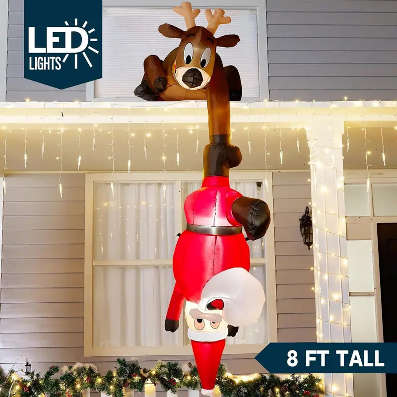 Syncfun 8 FT Inflatable Reindeer & Santa with LEDs – Outdoor Christmas Lawn Decoration