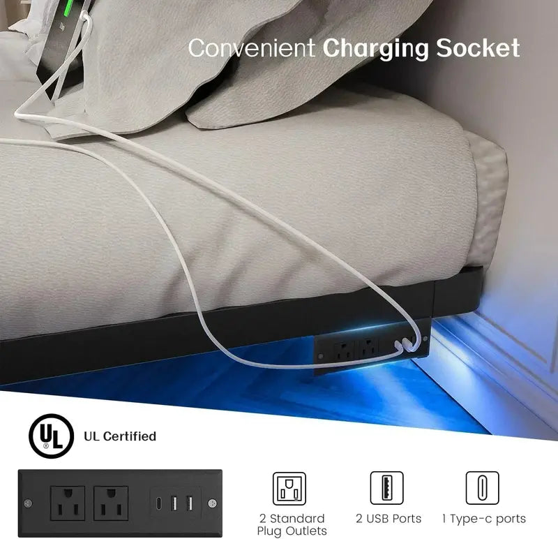 OLEVS Queen Floating Bed Frame – Modern Metal Platform with Integrated Smart LED Lighting