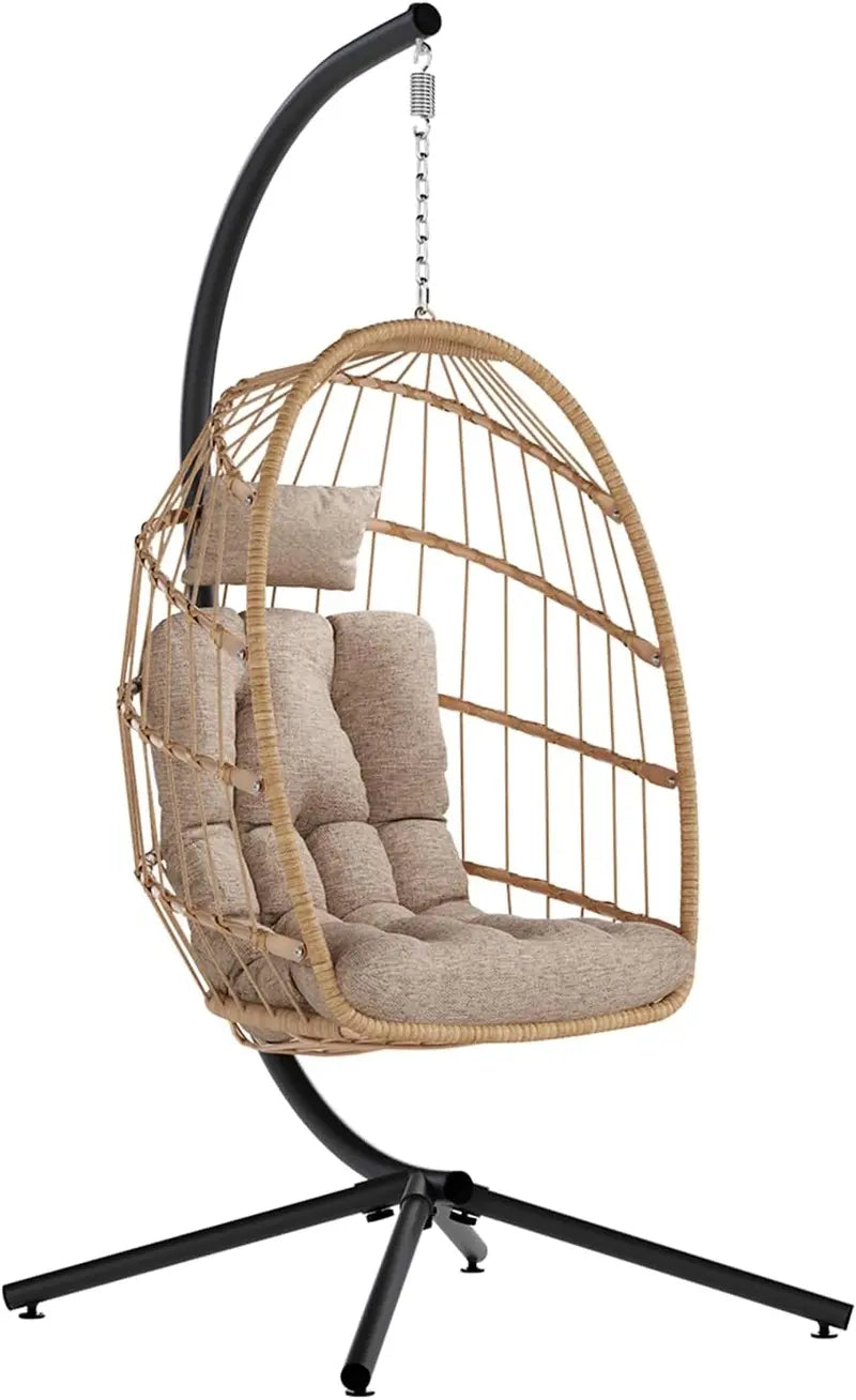 SWITTE All-Weather Egg Swing Chair — Durable Wicker Hanging Seat Rated for 350 lbs