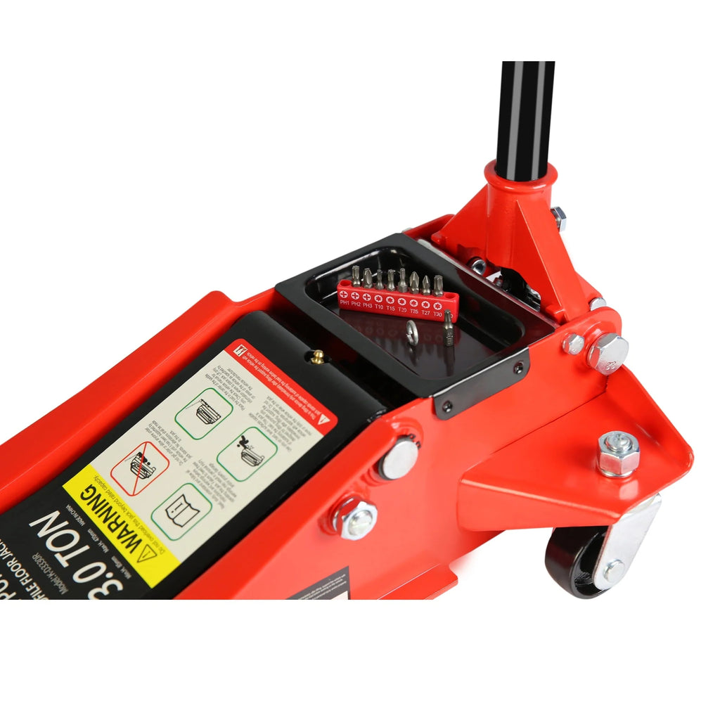 DSstyles 3 Ton Hydraulic Floor Jack Dual Pump 6600 Lb Capacity Lifting Range 3.3"-18.5" Low Profile Service Jack for Quickly Car Lift