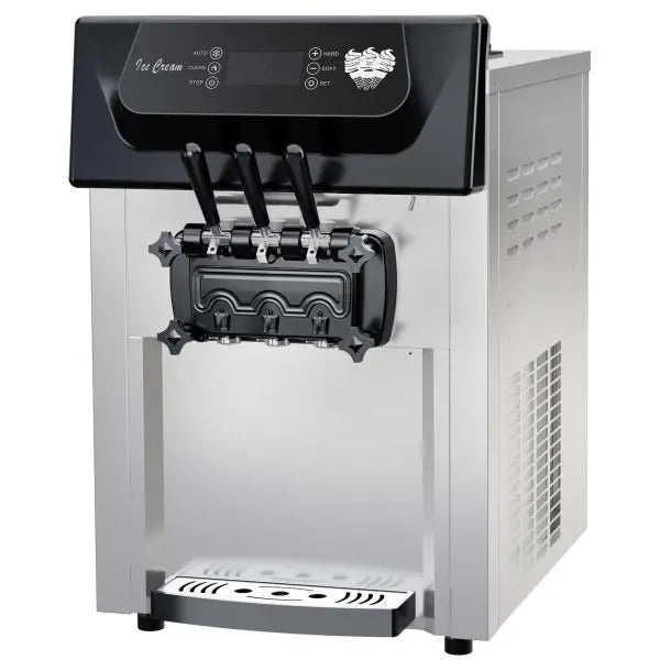 Commercial-Grade 2200W Triple-Flavor Soft Serve Ice Cream Machine  5.3 .4 Gal/Hr Output, LCD Touchscreen & Auto-Clean Function