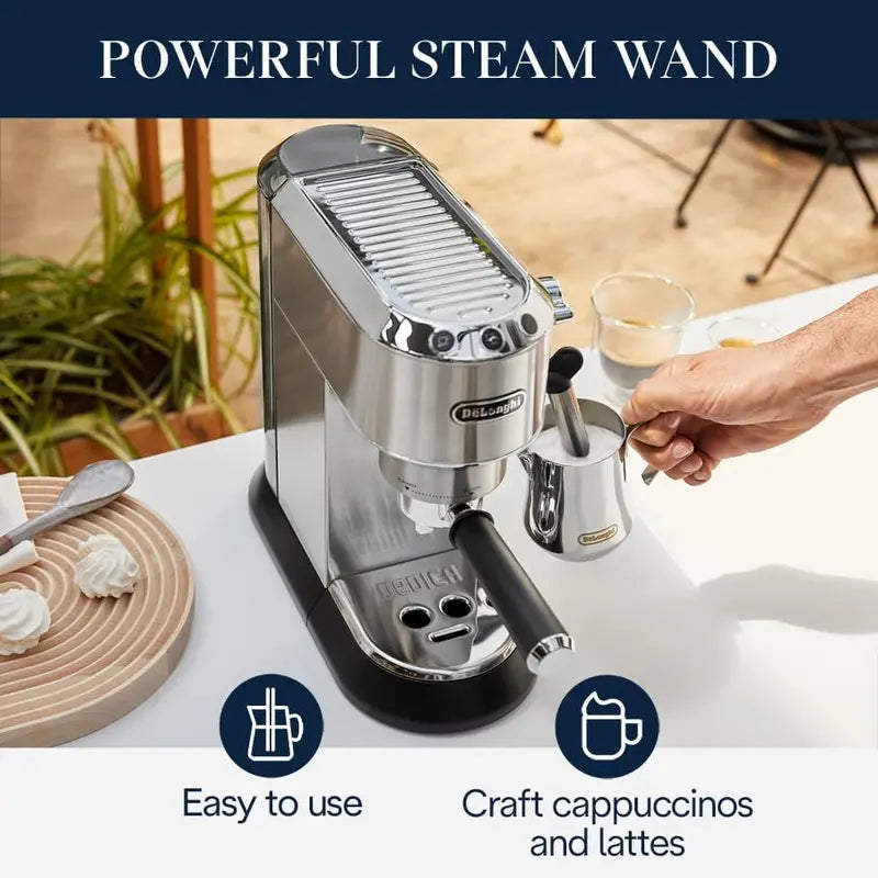 De onghi Dedica EC685 Manual Espresso Machine with Stainless Steel Frothing Wand
