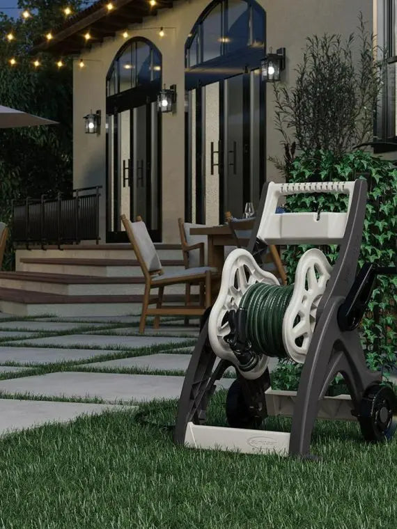 Suncast Hosemobile 175-Foot Wheeled Hose Reel Cart – Gray, All-in-One Storage & Mobility
