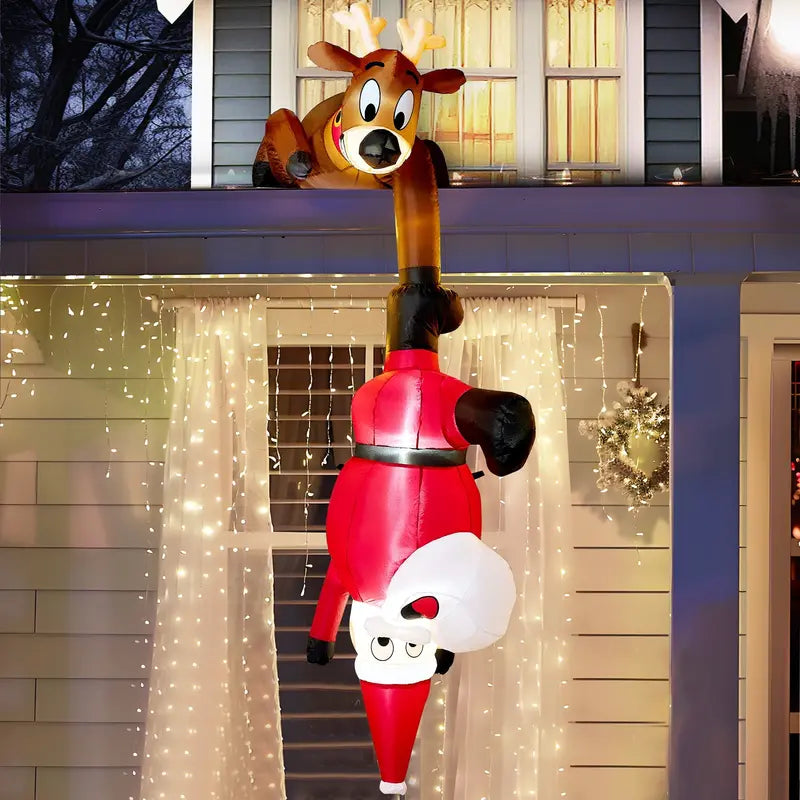 Syncfun 8 FT Inflatable Reindeer & Santa with LEDs – Outdoor Christmas Lawn Decoration