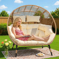 Two-Person Radiata Double Egg Chair – Oversized Wicker Loveseat with Extra-Thick Cushions & 680 lb Weight Capacity