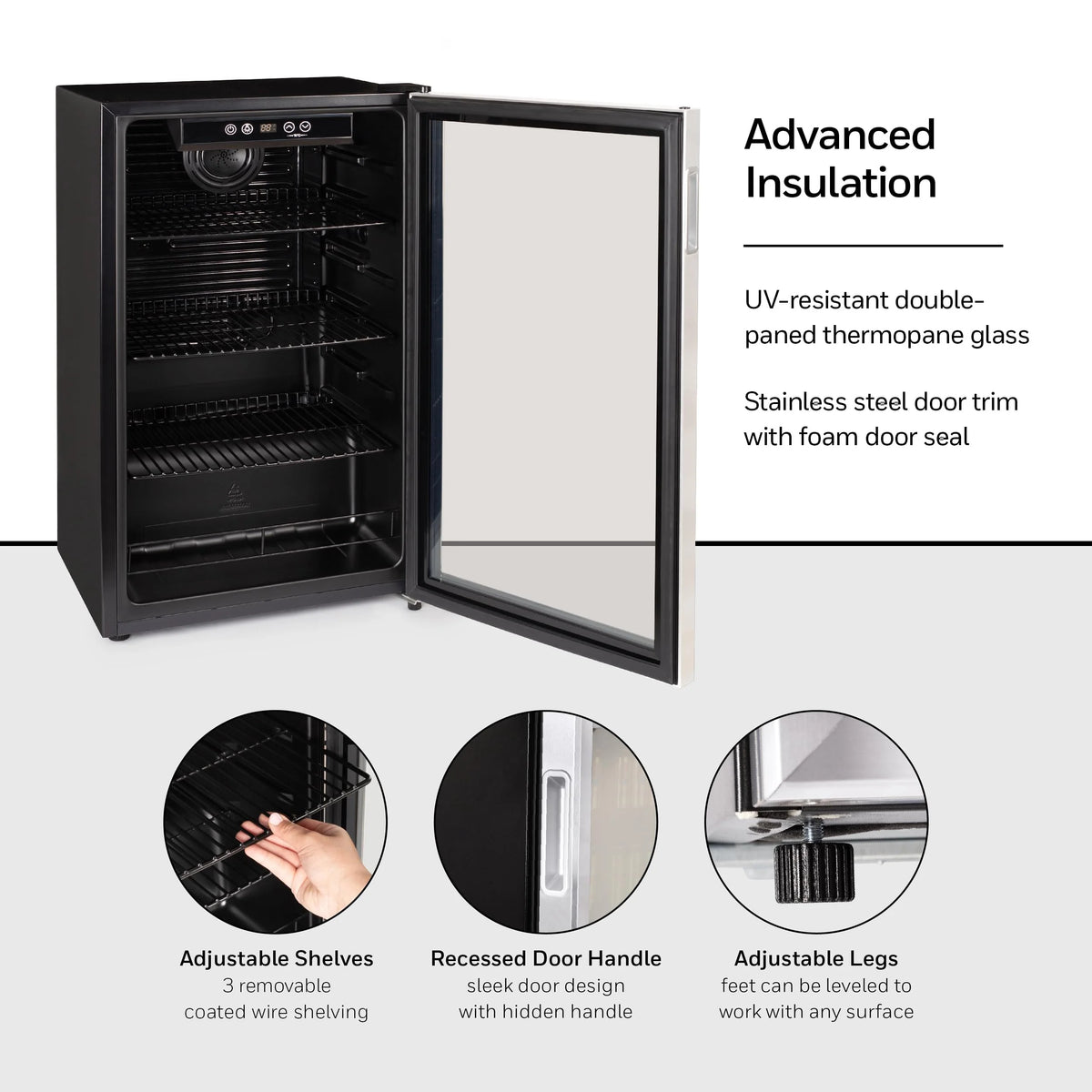 Honeywell Beverage Refrigerator and Cooler, 115 Can Mini Fridge with Glass Door for Soda Beer or Wine for Office or Bar with Adjustable Removable Shelving