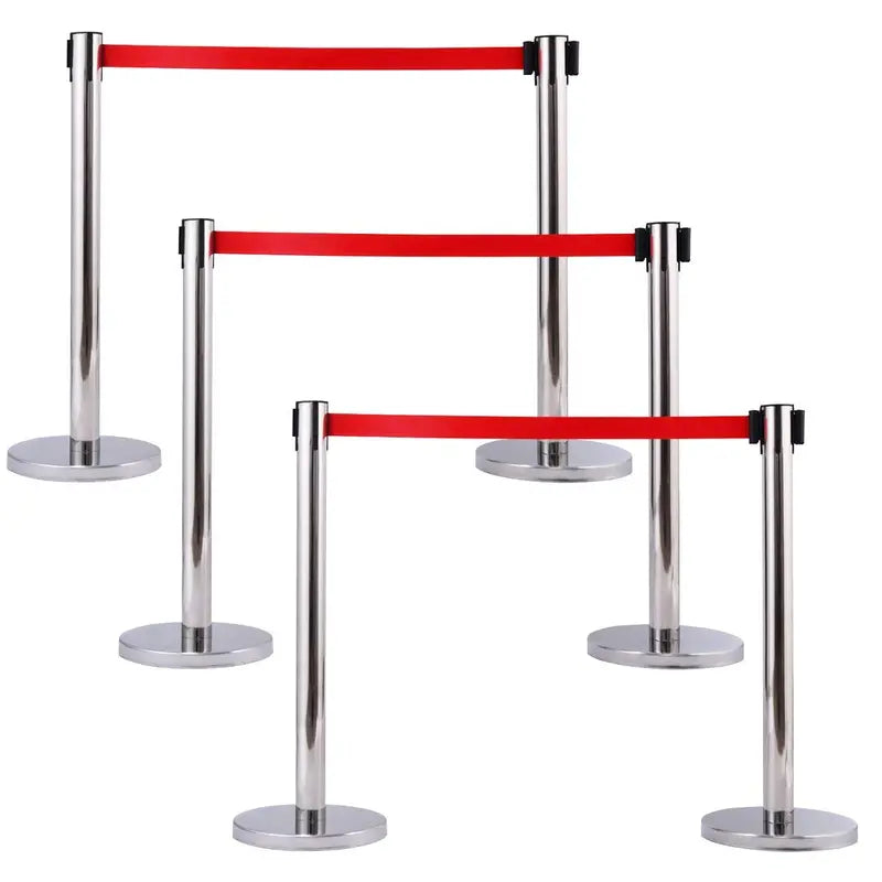 Stainless Steel Crowd Control Stanchions – 6-Piece Durable Barrier Kit