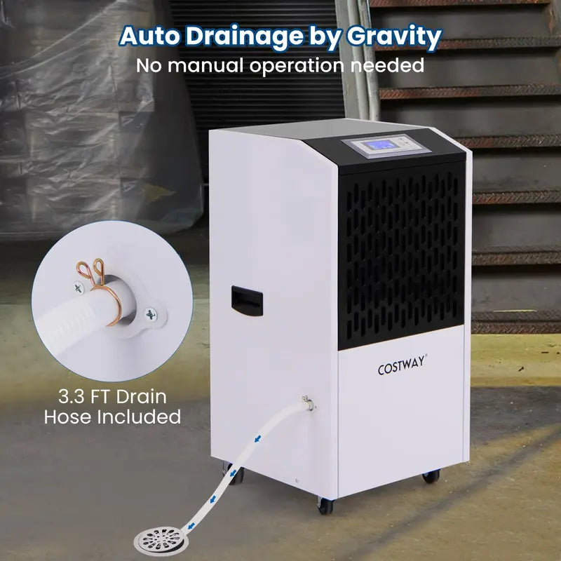 Commercial-Grade 250-Pint Dehumidifier  Industrial Strength with Continuous Drain Hose Compatibility