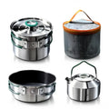 Compact Foldable Camping Cookware Set  Pan, Saucepan & Kettle