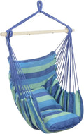 ONCLOUD Macramé Hammock Chair with Steel Spreader Bar – Indoor/Outdoor Hanging Swing Seat, 550 LB Capacity, Dual Cushions (Black)
