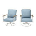 Hampton Bay Marina Point White Steel Outdoor Patio Swivel Lounge Chair with CushionGuard Surf Blue Cushions (2-Pack) GC-41019-SSP