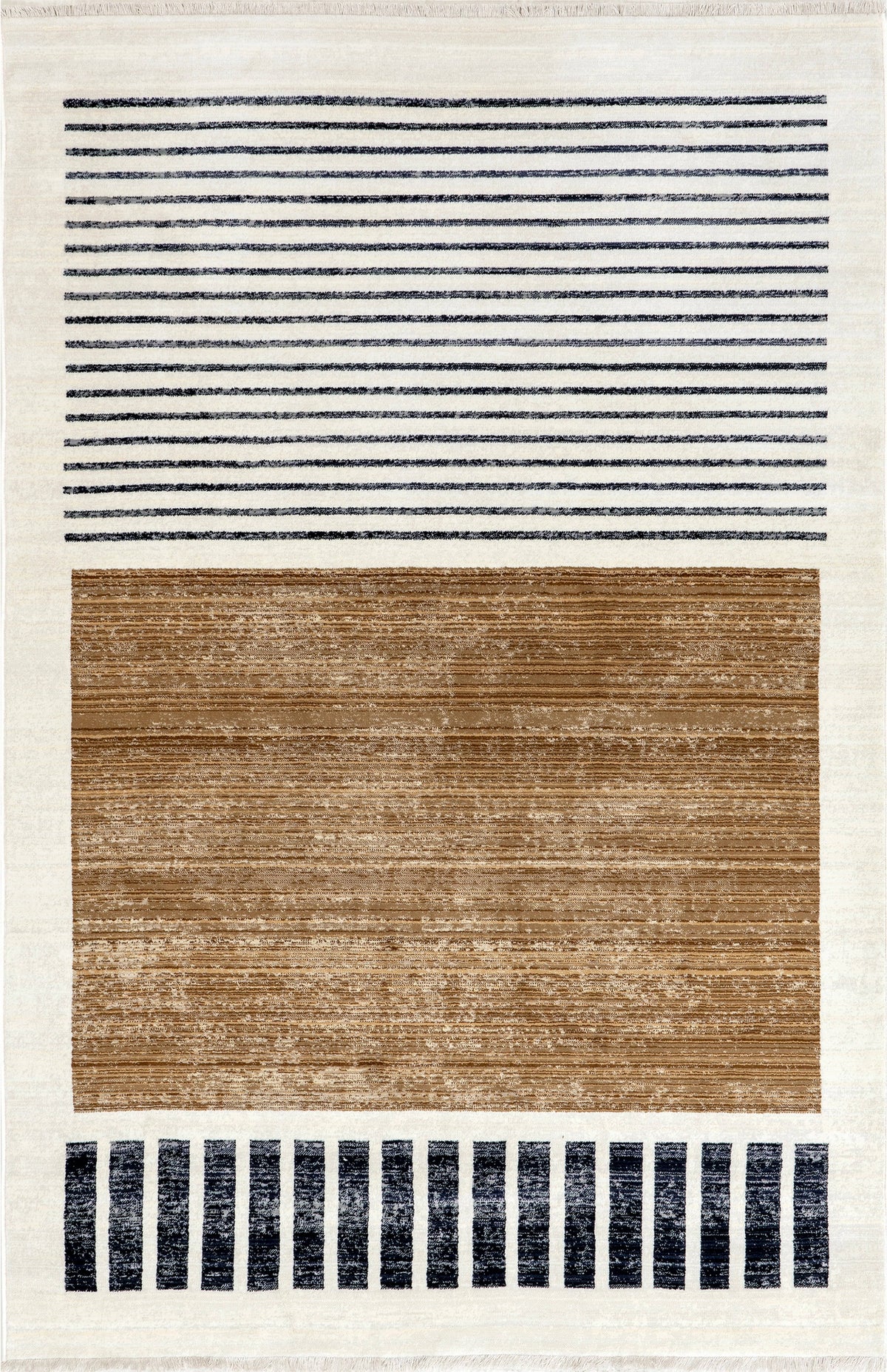 nuLOOM Keeva Modern Striped Fringe Beige 8 ft. x 10 ft. Area Rug