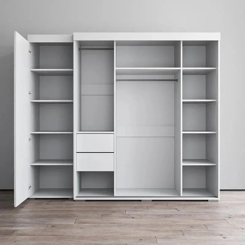 Tri-Mirror Full-Height Wardrobe Cabinet