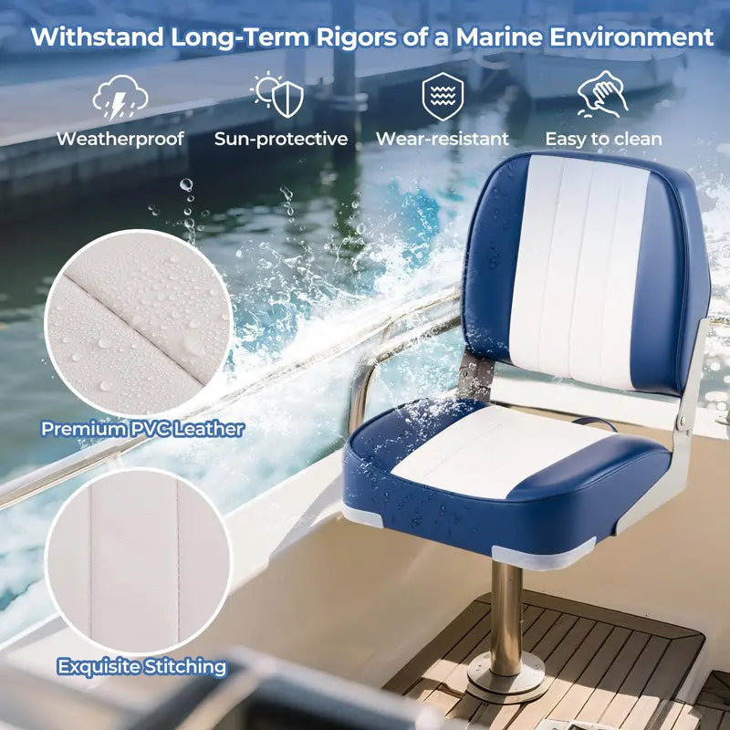 Twin Folding Boat Seats – Stainless Steel Hardware & Corrosion-Resistant Aluminum Hinges