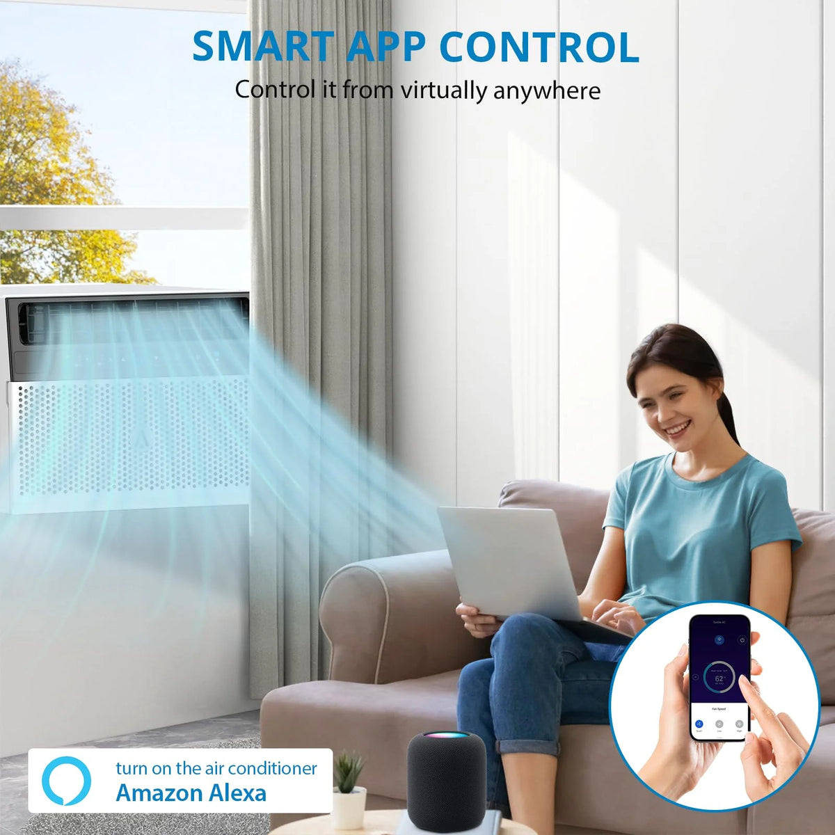 TROPOW 110V Window - Mounted Air Conditioner 6, 000 BTU with Remote/APP Control and ECO Mode