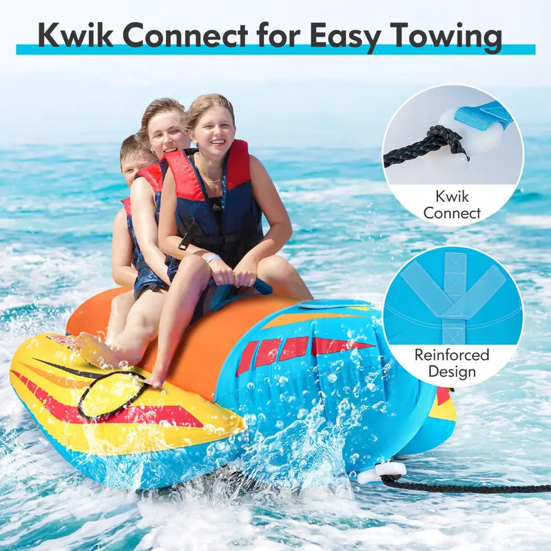 Three-Passenger Banana Towable Tube – EVA-Padded Seats for Boating and Water Sports