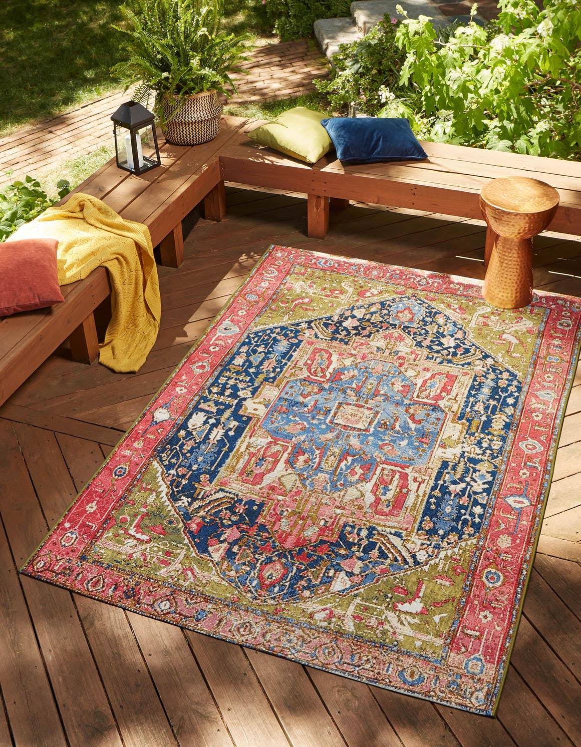 Unique Loom Outdoor Traditional 4x6 Multi Area Rug Indoor Outdoor Rug