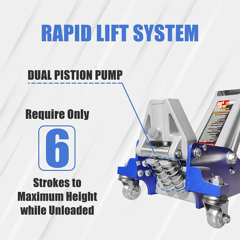 Big Red 1.5 Ton Floor Jack Aluminum and Steel Hydraulic Low Profile Car Jack Quick Lift,Blue,W815LR