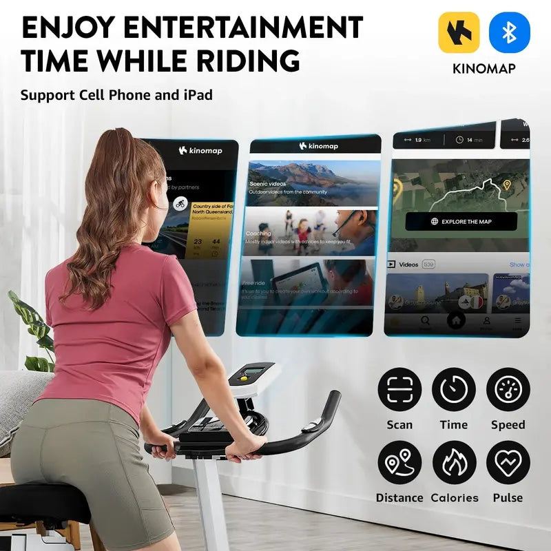 Pooboo Magnetic Indoor Cycling Bike – 350 lb Weight Capacity, 40 lb Flywheel, Home Cardio Machine