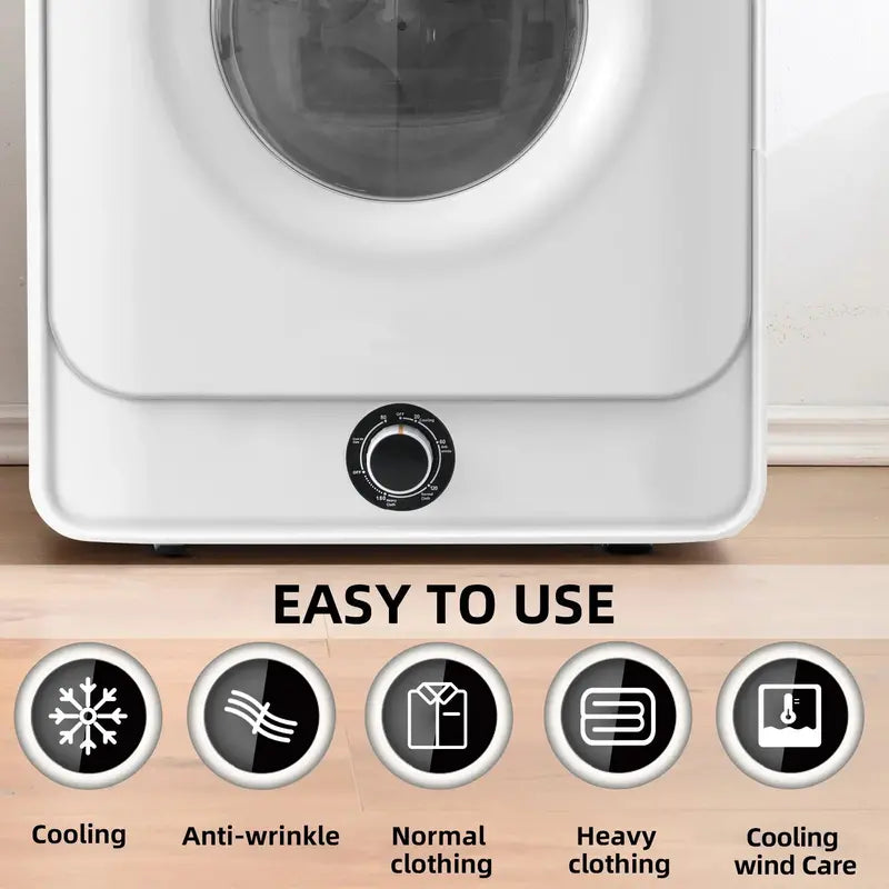 Compact Front-Load Clothes Dryer  1.95 Cu. Ft., 830W, 5 Drying Modes, Stainless Drum, White