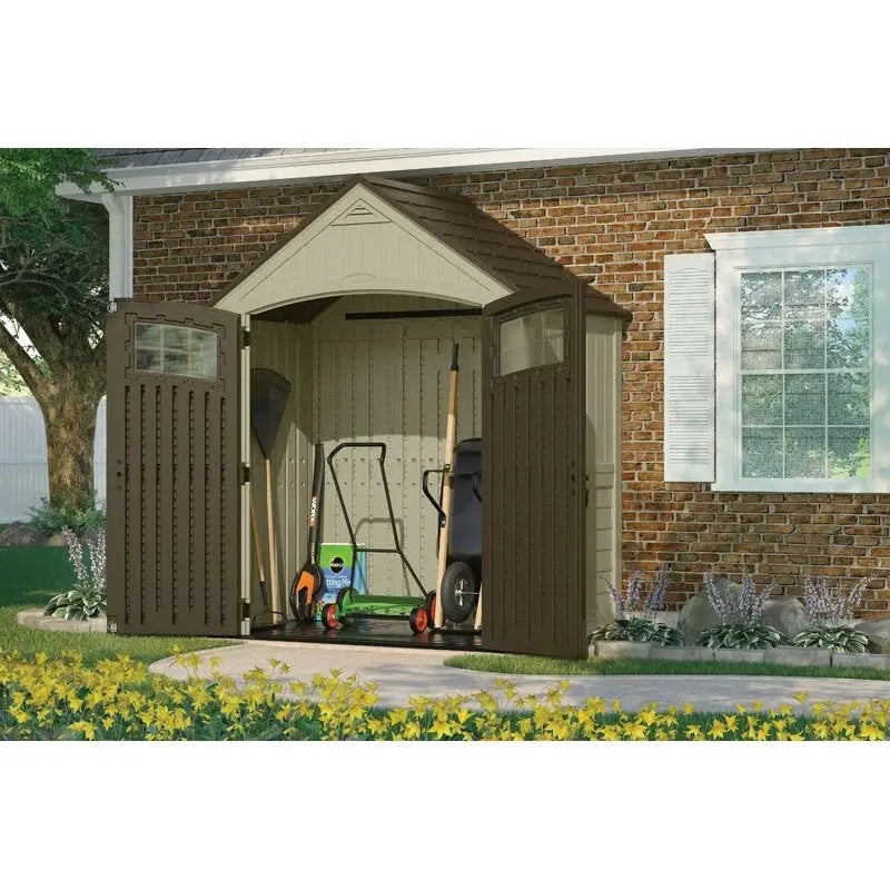 Sutton Outdoor Plastic Storage Shed – 7'5″ W × 4′ D Resin Structure