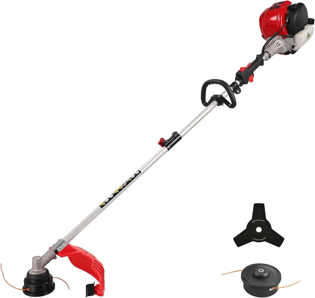 Powersmart 4 - Cycle 31cc 15 lb Straight Shaft Gas String Trimmer Weed Wacker and Brush Cutter for Lawns and Grass