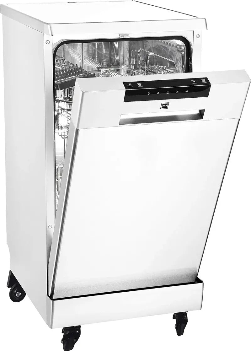 Compact 18-Inch Portable Dishwasher  8-Place Setting Capacity, Space-Saving White Design