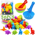 DinoPlay Counting Dinosaur Toys Set  Educational STEM Montessori Game with Sorting Bowls for Kids 3+
