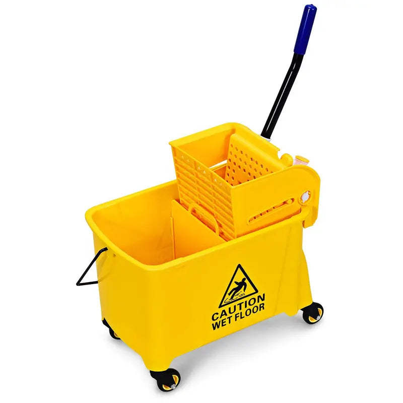 Commercial-Grade Mop Bucket with Wringer  Portable Floor Cleaning System for Home or Public Spaces