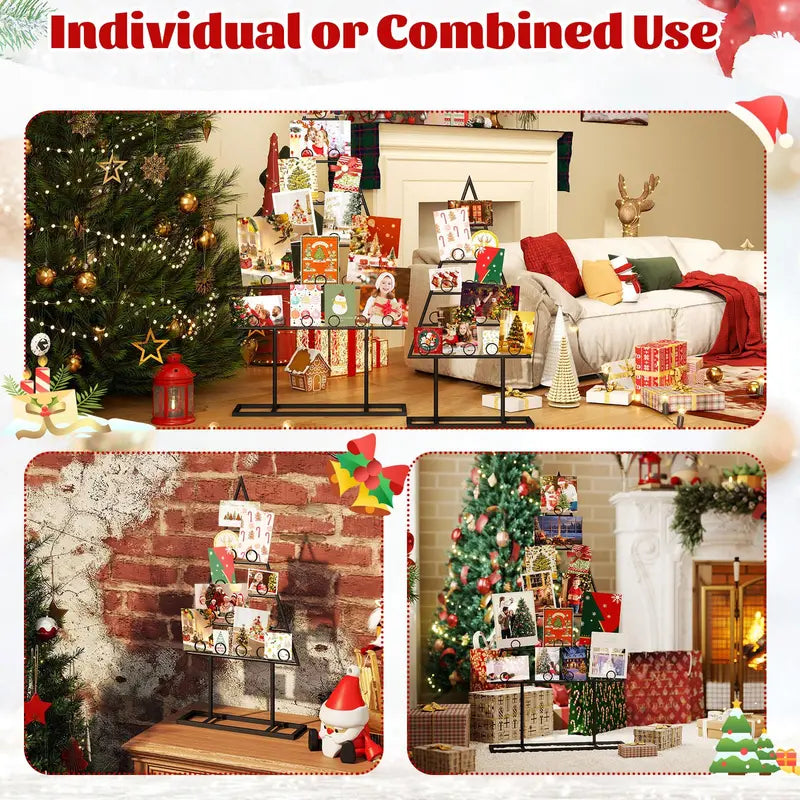 Two-Piece Photo Holder Christmas Tree with 36 Rounded Clips for Holiday Memories