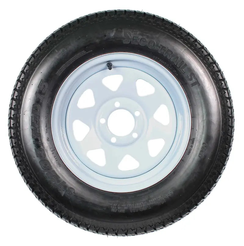 Trailer Tire & Rim Set — 2-Pack ST205/75D15 (205/75-15), Load Range C, 5-Hole White Spoke Design