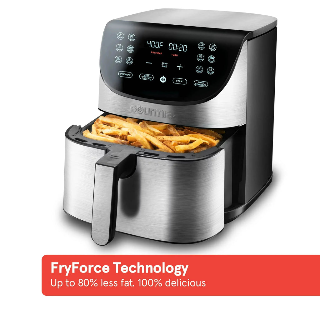 Gourmia 7-Qt Digital Air Fryer with Guided Cooking . Easy Clean . Stainless Steel