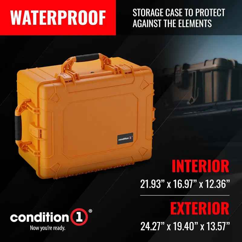 Condition 1 25 Heavy-Duty Waterproof Hard Case with Custom Foam for Camera & Tools