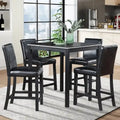 Contemporary 5-Piece Dining Set  Square Counter-Height Table + 4 Upholstered Chairs